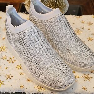 Lauren Lorraine Glittering Silver Slip-On Sneakers